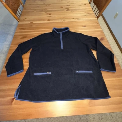 Женщина в 18 / 20 черный темно-синий флисовый пуловер 1/4 карманы на молнии - Изображение 1 из 4