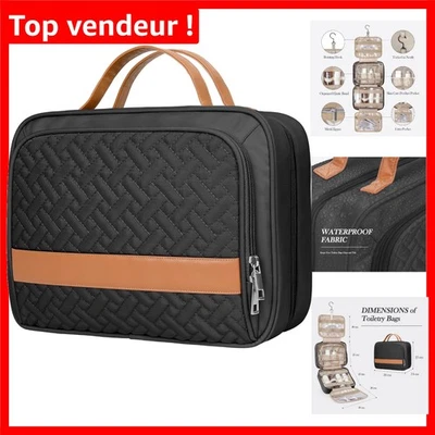 Trousse de Toilette Élégante avec Crochet Pivotant et Double Compartiment - Noir - Photo 1/4