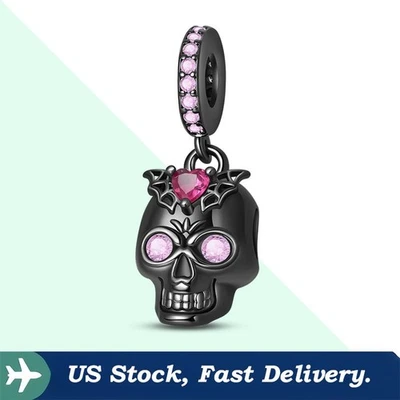 KUNSIR 925 из чистого серебра летучая мышь череп темный подвеска подвеска для браслет подвеска сделай сам - Изображение 1 из 4