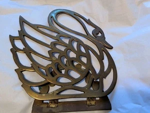 Vintage MCM Messing Schwan Buchstützen - Bild 1 von 11