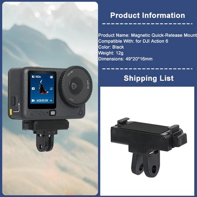 For DJI OSMO Action 6 Camera Magnetic Mount Base Quick Release Extension Mount - Image 1 of 4