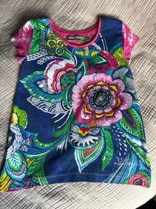 Desigual Girls age 5-6 summer t-shirt top multi colours - Picture 1 of 5
