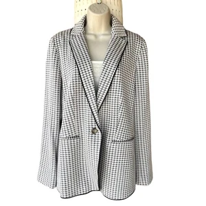 Ann Taylor The Tall Hutton Blazer Houndstooth Knit Stretch Workwear 12 Stretch - Picture 1 of 7