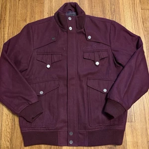 Coogi Jacket Maroon Men’s XL Wool Coat Blend Heavy Military Zip Snap Pockets - Picture 1 of 14
