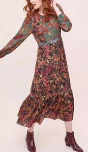 Anthropologie Kachel Tegan Maxikleid Langarmkleid UK 8 - Bild 1 von 13