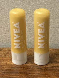 2 Tubes, Nivea Lip Care , Milk & Honey 0.17 Oz - Picture 1 of 6