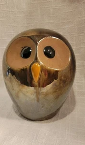 Large MCM Owl Lusterware Pottery Rare Vintage Bird Wildlife Nature Tabletop 9.5" - Picture 1 of 6