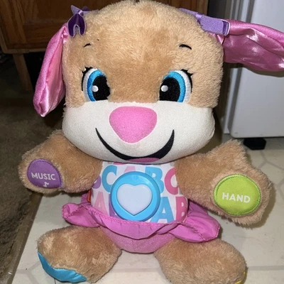 Juguete interactivo de peluche Fisher Price Laugh And Learn Love To Play Pink Puppy Dog Foto 1 de 4
