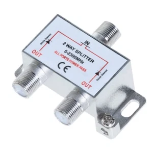 Splitter TV 2 vie 5-2300 MHz adattatore cavo coassiale per RG59 RG6 HDTV satellitare - Foto 1 di 7
