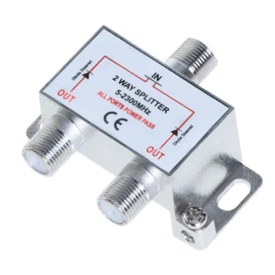 2 Way TV Splitter 5-2300 MHz Coax Cable Adapter for RG59 RG6 HDTV Satellite - Image 1 of 4