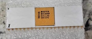 Rare CPU vintage Z80 céramique blanche or MOSTEK MK3880P 1978 Zilog Z80 - TECH - Photo 1/5