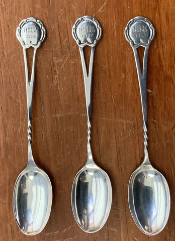 3 Silver Spoons Cooper Bro Sheffield England Sterling Silver Demitasse Spoon Cover
