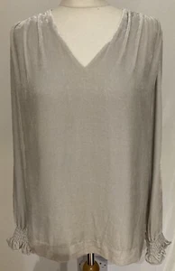 Blusa White Company Talla 8 Plateada Seda Terciopelo Top Calado - Imagen 1 de 6
