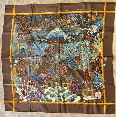 Hermès Silk Scarf w/box - Jardin D'Hiver(Winter Garden) - Annie Faivre (90cm) - Image 1 of 4