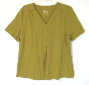 Denim & Co. Essentials Perfect Jersey Shirt Sz L Gold V NeckA378204 Women ZX10 - Picture 1 of 6