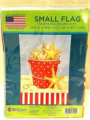 Wincraft "Cubo de playa de estrellas de mar" pequeña bandera de jardín 12,5" X 18" -Nuevo Foto 1 de 4