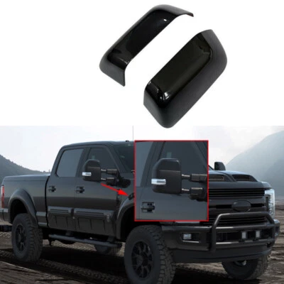 For 2017-2022 Ford F250 F350 Super Duty Side Top Half Mirror Covers Gloss Black - Image 1 of 4