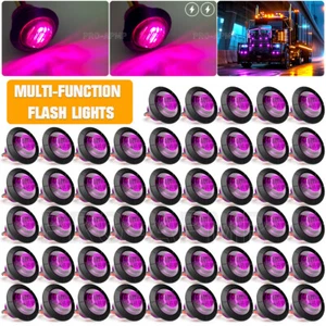 50x 3/4" Purple Strobe LED Marker Lights Truck Trailer Side Bullet Light 12V - Picture 1 of 6