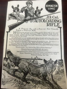 RARE 1916 MAGAZINE PRINT AD, REMINGTON UMC .22 AUTOLOADING RIFLE Approx. 5”x7.5” - Picture 1 of 4