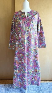 Vtg 60's Flower Power floral paisley caftan Maxi long Dress Hawaiian L - Picture 1 of 8