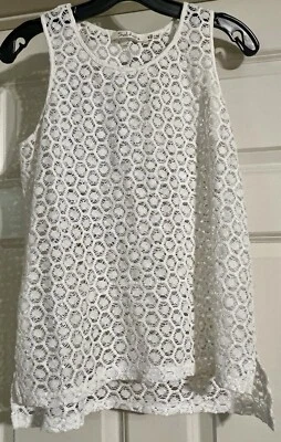 Solitario para Anthropologie Bohemio Círculo Crochet Talla M Sin Mangas Tejido Abierto Foto 1 de 4