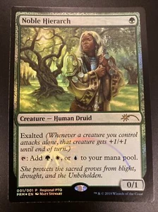 MTG FOIL Noble Hierarch (2018 Regional PTQ Promo By Matt Stewart) NM English - Picture 1 of 3