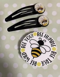 broches de presión para el cabello diapositivas + imán ABEJA motivacional - Imagen 1 de 1