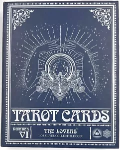 Cartas del Tarot 2022 The Lovers 1ozt. Barra de plata coloreada .999 - Imagen 1 de 4