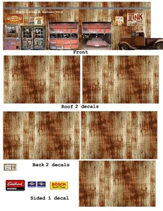 1:64 Diorama Garage Set Peel and Stick Decal White Backed Sheet Maßstab 1:64  - Bild 1 von 2
