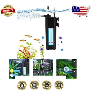 U-V Powered Aquarium Filter for 10-75 Gal Tanks - Clean Water & Odor Reduction - Picture 1 of 9
