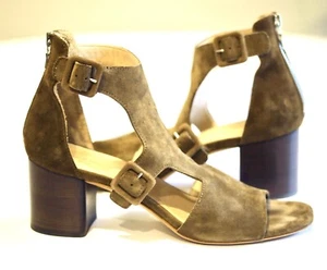 RAG & BONE MATTEO ITALY Womens EU39 US 9 OLIVE Suede Sandal Buckles Heel Cut Out - Picture 1 of 10
