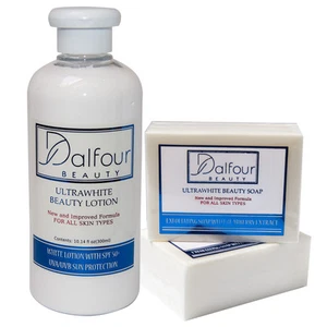 Dalfour Beauty Ultrawhite Set Body Lotion & Soap Exfoliating Bear Berry Extract - Picture 1 of 1