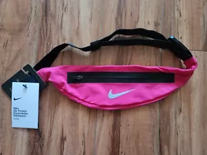 NIKE Running Zip Pocket Expandable Waistpack Pink Bag Black Adjustable Strap - Picture 1 of 3
