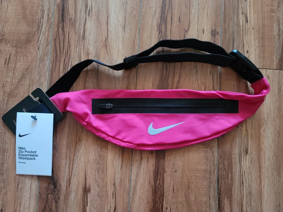 NIKE Unisex Zip Pocket Expandable WaistPack Color Pink/Black- With Tags