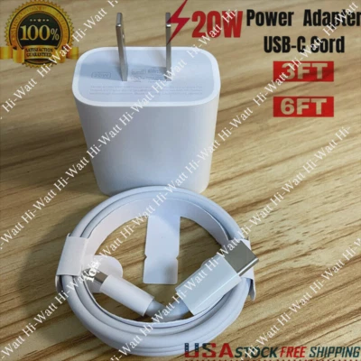 20W 快速充电器 PD 电缆 电源适配器 Type-C 线 适用于 iPhone 11/12/13/14/XS/XR — 第 1/4 张图片