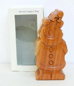 Handmade Wooden Santa Puzzle Trinket Box with Secret Compartment - Picture 1 of 6