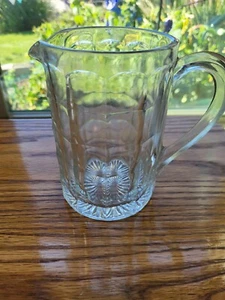 EAPG Clear Glass 6" Small Pitcher Jug Squares Design Pattern - Picture 1 of 5