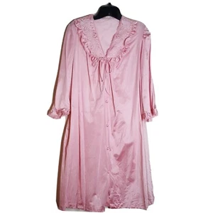 Vintage rosa Nylon bestickt Morgenmantel Größe Small Medium ohne Etikett siehe Maße - Bild 1 von 4