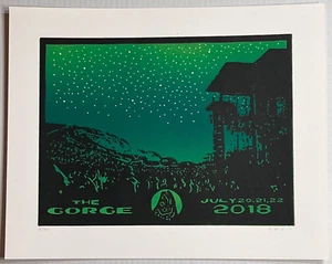 PHISH 2018 THE GORGE Concert Tour Gig Fan Art Poster S/N LINOCUT BLOCK GREEN - Picture 1 of 6