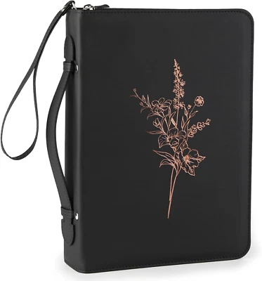 ICOSY PU Leather Bible Cover Case with Detachable Wrist Strap for Men and Women