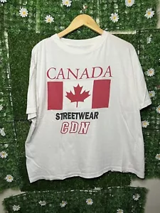 Vintage Y2K Canada Streetwear CDN Hockey T Shirt White XXL Canadian Flag READ - Picture 1 of 6