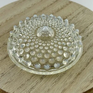 Fenton Hobnail French Opalescent Moonstone LID ONLY Clear Replacement VTG READ - Picture 1 of 11