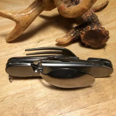 Hobo Camp Tool Knife, Bottle Opener, Corkscrew, Spoon and Fork  4 1/4" CN2108446 - Image 1 of 4