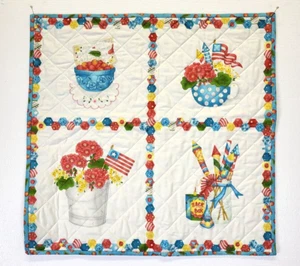 Handgefertigte Decke patriotische Böller Sterne und Streifen Land 24"x23" - Bild 1 von 10