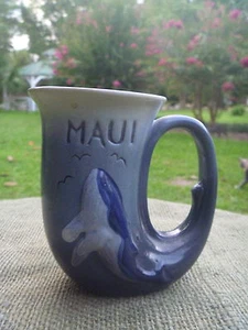 Vintage 1981 K & S Hawaiian Creations Pottery Horn Mug Cup MAUI Hawaii w Whale - Picture 1 of 3