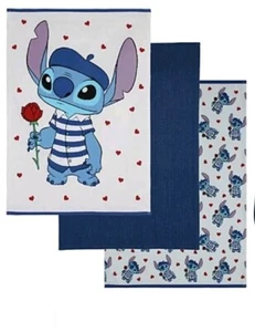 Disney Lilo & Stitch Hearts Love Geschirrtücher 3er-Pack Neu - Bild 1 von 2