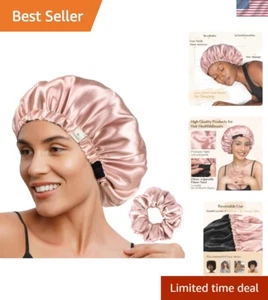 Double Layer Satin Bonnet Silk Bonnet Adjustable Hair Bonnet for Sleeping Hai... - Picture 1 of 7