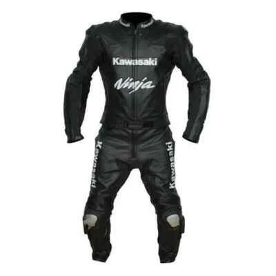 Black Kawasaki ninja motorbike leather Racing Suit Cowhide Leather Suit - Image 1 of 4
