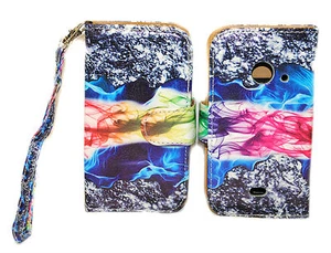 Colorful Abstract Smoke Wallet Leather Case for ZTE ZINGER PRELUDE 2 Z667 - Picture 1 of 6