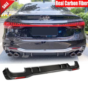 For Audi A7 SLINE S7 2019-2021 Real Carbon Rear Bumper Diffuser Lip Body kits - Picture 1 of 12